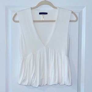 Final Touch Ivory V-neck Crop Blouse Sz Small